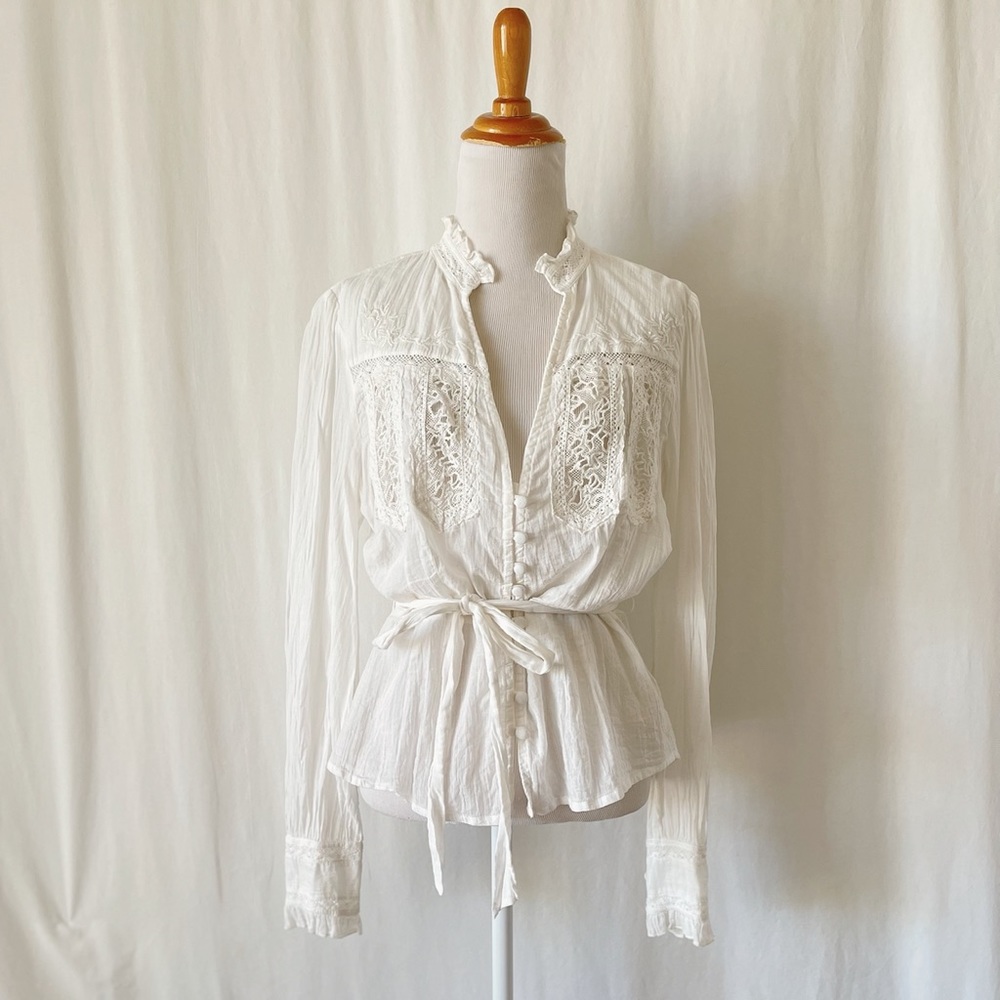 Free People White Lace Blouse
